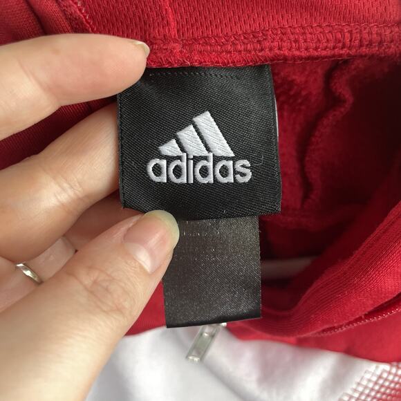 Adidas Wisconsin Badgers Hoodie Mens Large Red Sweatshirt 1/4 Zip READ - Picture 16 of 16